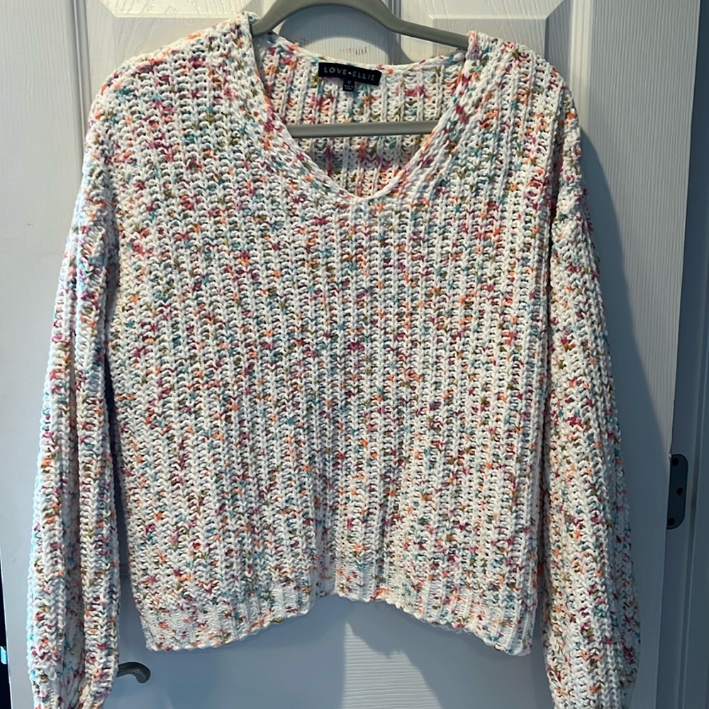 Love Ellie sweater, multi color chunky sweater, medium